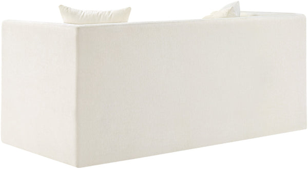 Meridian Furniture Everett Cream Chenille Small Sofa with Staggered Cushions for Cozy Living Spaces 44068Cream-L