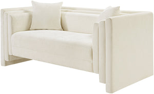 Meridian Furniture Everett Cream Chenille Small Sofa with Staggered Cushions for Cozy Living Spaces 44068Cream-L