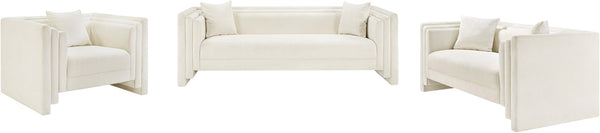 Meridian Furniture Everett Cream Chenille Small Sofa with Staggered Cushions for Cozy Living Spaces 44068Cream-L