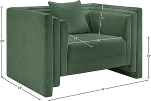 Meridian Furniture Everett Accent Chair with Plush Cushioning and Solid Wood Frame for Modern Living Spaces Green Chenille Fabric 44068Green-C