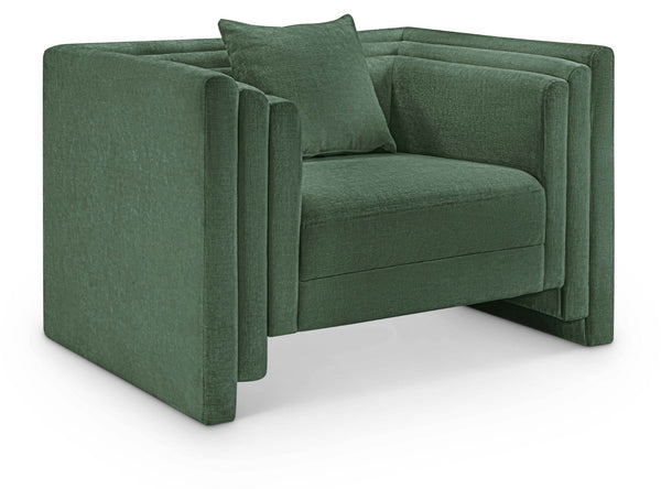 Meridian Furniture Everett Accent Chair with Plush Cushioning and Solid Wood Frame for Modern Living Spaces Green Chenille Fabric 44068Green-C