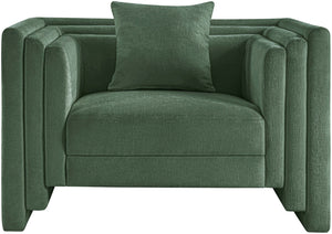Meridian Furniture Everett Accent Chair with Plush Cushioning and Solid Wood Frame for Modern Living Spaces Green Chenille Fabric 44068Green-C