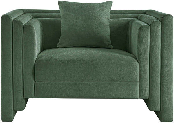 Meridian Furniture Everett Accent Chair with Plush Cushioning and Solid Wood Frame for Modern Living Spaces Green Chenille Fabric 44068Green-C