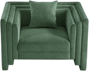 Meridian Furniture Everett Accent Chair with Plush Cushioning and Solid Wood Frame for Modern Living Spaces Green Chenille Fabric 44068Green-C