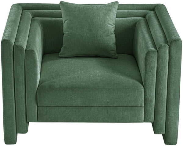Meridian Furniture Everett Accent Chair with Plush Cushioning and Solid Wood Frame for Modern Living Spaces Green Chenille Fabric 44068Green-C