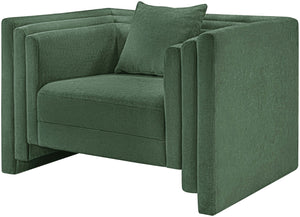 Meridian Furniture Everett Accent Chair with Plush Cushioning and Solid Wood Frame for Modern Living Spaces Green Chenille Fabric 44068Green-C