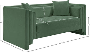 Meridian Furniture Everett Contemporary Chenille Upholstered Sofa with Plush Texture for Modern Living Rooms 44068Green-L