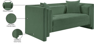 Meridian Furniture Everett Contemporary Chenille Upholstered Sofa with Plush Texture for Modern Living Rooms 44068Green-L