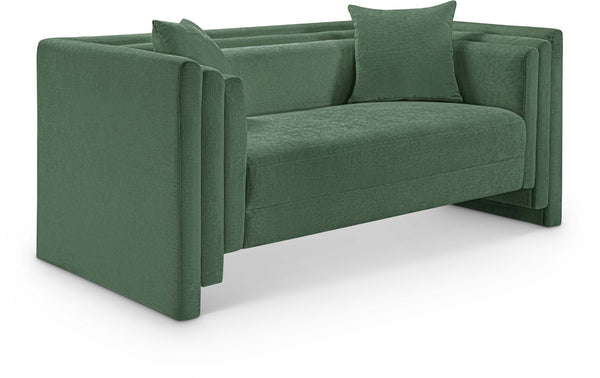 Meridian Furniture Everett Contemporary Chenille Upholstered Sofa with Plush Texture for Modern Living Rooms 44068Green-L