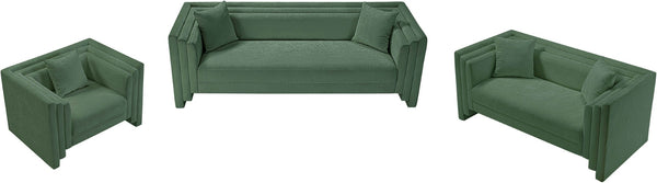 Meridian Furniture Everett Contemporary Chenille Upholstered Sofa with Plush Texture for Modern Living Rooms 44068Green-L
