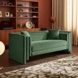 Meridian Furniture Everett Contemporary Chenille Upholstered Sofa with Plush Texture for Modern Living Rooms 44068Green-L