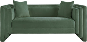 Meridian Furniture Everett Contemporary Chenille Upholstered Sofa with Plush Texture for Modern Living Rooms 44068Green-L