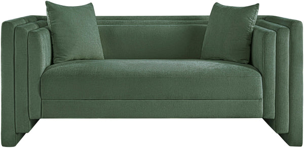 Meridian Furniture Everett Contemporary Chenille Upholstered Sofa with Plush Texture for Modern Living Rooms 44068Green-L