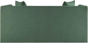 Meridian Furniture Everett Contemporary Chenille Upholstered Sofa with Plush Texture for Modern Living Rooms 44068Green-L