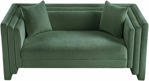 Meridian Furniture Everett Contemporary Chenille Upholstered Sofa with Plush Texture for Modern Living Rooms 44068Green-L