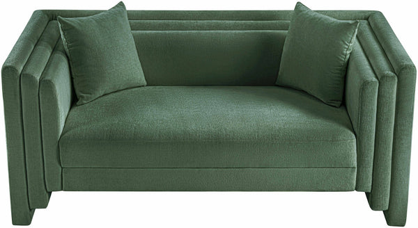 Meridian Furniture Everett Contemporary Chenille Upholstered Sofa with Plush Texture for Modern Living Rooms 44068Green-L