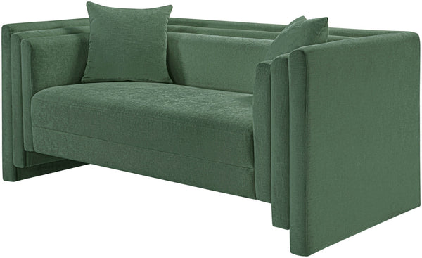Meridian Furniture Everett Contemporary Chenille Upholstered Sofa with Plush Texture for Modern Living Rooms 44068Green-L