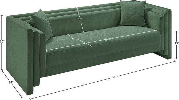 Meridian Furniture Everett Contemporary Green Chenille Sofa with Staggered Cushions for Living Rooms 44068Green-S