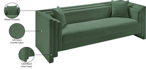 Meridian Furniture Everett Contemporary Green Chenille Sofa with Staggered Cushions for Living Rooms 44068Green-S