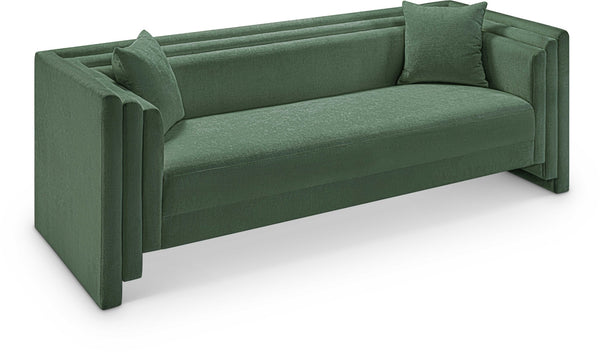 Meridian Furniture Everett Contemporary Green Chenille Sofa with Staggered Cushions for Living Rooms 44068Green-S