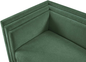 Meridian Furniture Everett Contemporary Green Chenille Sofa with Staggered Cushions for Living Rooms 44068Green-S