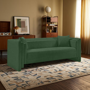 Meridian Furniture Everett Contemporary Green Chenille Sofa with Staggered Cushions for Living Rooms 44068Green-S