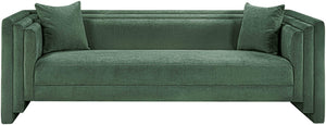 Meridian Furniture Everett Contemporary Green Chenille Sofa with Staggered Cushions for Living Rooms 44068Green-S