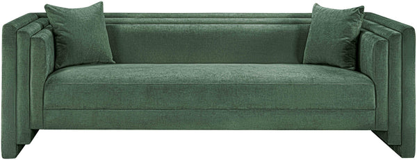 Meridian Furniture Everett Contemporary Green Chenille Sofa with Staggered Cushions for Living Rooms 44068Green-S