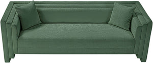 Meridian Furniture Everett Contemporary Green Chenille Sofa with Staggered Cushions for Living Rooms 44068Green-S