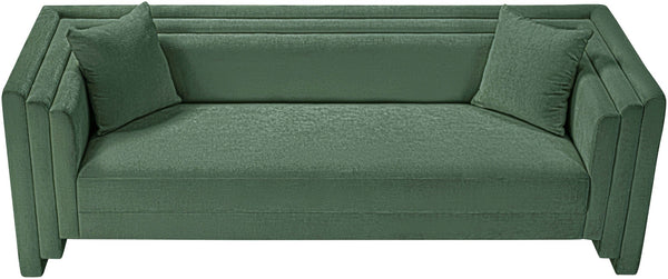 Meridian Furniture Everett Contemporary Green Chenille Sofa with Staggered Cushions for Living Rooms 44068Green-S