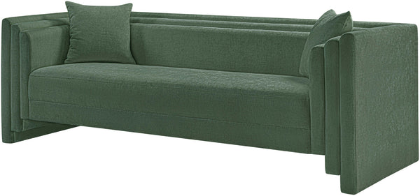 Meridian Furniture Everett Contemporary Green Chenille Sofa with Staggered Cushions for Living Rooms 44068Green-S