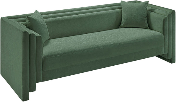 Meridian Furniture Everett Contemporary Green Chenille Sofa with Staggered Cushions for Living Rooms 44068Green-S