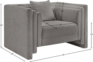 Meridian Furniture Everett Accent Chair with Plush Cushioning and Solid Wood Frame for Modern Living Spaces Grey Chenille Fabric 44068Grey-C