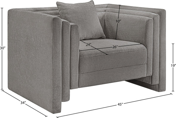 Meridian Furniture Everett Accent Chair with Plush Cushioning and Solid Wood Frame for Modern Living Spaces Grey Chenille Fabric 44068Grey-C