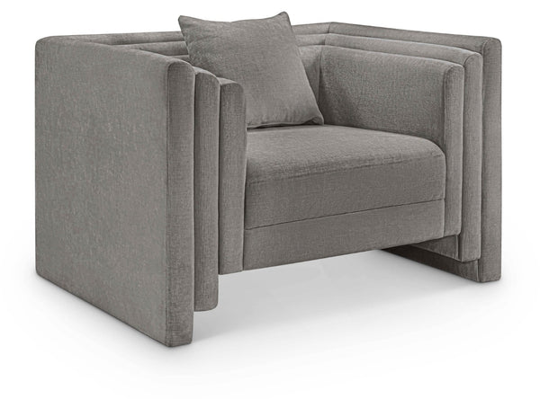 Meridian Furniture Everett Accent Chair with Plush Cushioning and Solid Wood Frame for Modern Living Spaces Grey Chenille Fabric 44068Grey-C