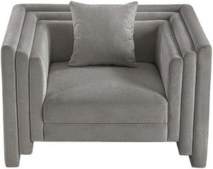 Meridian Furniture Everett Accent Chair with Plush Cushioning and Solid Wood Frame for Modern Living Spaces Grey Chenille Fabric 44068Grey-C