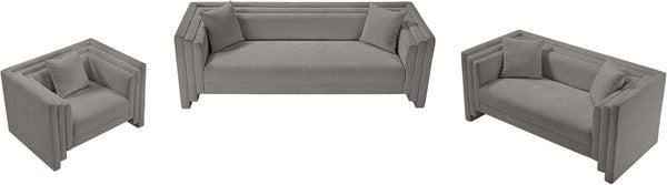 Meridian Furniture Everett Accent Chair with Plush Cushioning and Solid Wood Frame for Modern Living Spaces Grey Chenille Fabric 44068Grey-C