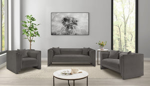 Meridian Furniture Everett Accent Chair with Plush Cushioning and Solid Wood Frame for Modern Living Spaces Grey Chenille Fabric 44068Grey-C