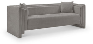 Meridian Furniture Everett Three Seat Chenille Sofa with Staggered Cushions for Modern Living Rooms 44068Grey-S