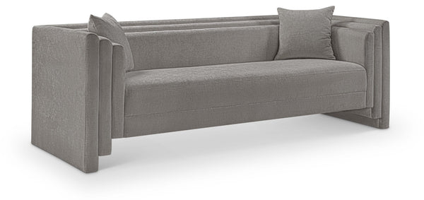 Meridian Furniture Everett Three Seat Chenille Sofa with Staggered Cushions for Modern Living Rooms 44068Grey-S