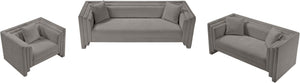 Meridian Furniture Everett Three Seat Chenille Sofa with Staggered Cushions for Modern Living Rooms 44068Grey-S