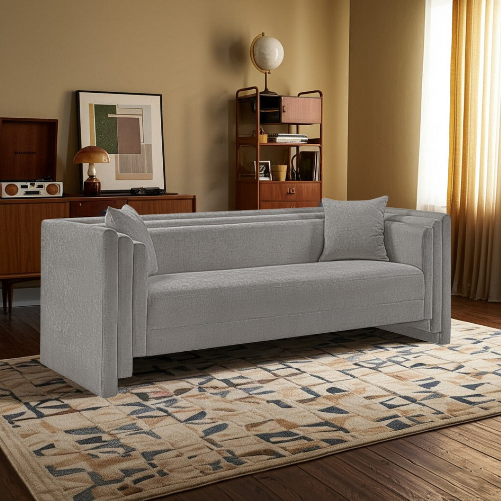 Meridian Furniture Everett Three Seat Chenille Sofa with Staggered Cushions for Modern Living Rooms 44068Grey-S
