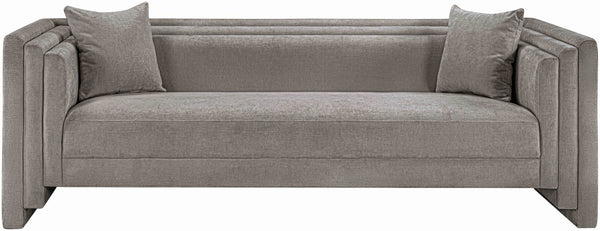 Meridian Furniture Everett Three Seat Chenille Sofa with Staggered Cushions for Modern Living Rooms 44068Grey-S
