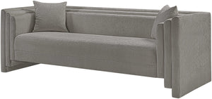 Meridian Furniture Everett Three Seat Chenille Sofa with Staggered Cushions for Modern Living Rooms 44068Grey-S