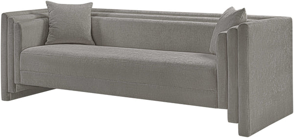 Meridian Furniture Everett Three Seat Chenille Sofa with Staggered Cushions for Modern Living Rooms 44068Grey-S