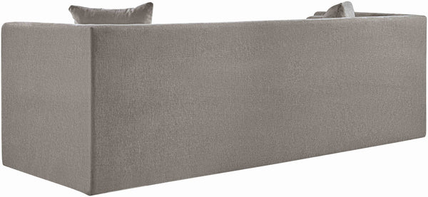 Meridian Furniture Everett Three Seat Chenille Sofa with Staggered Cushions for Modern Living Rooms 44068Grey-S