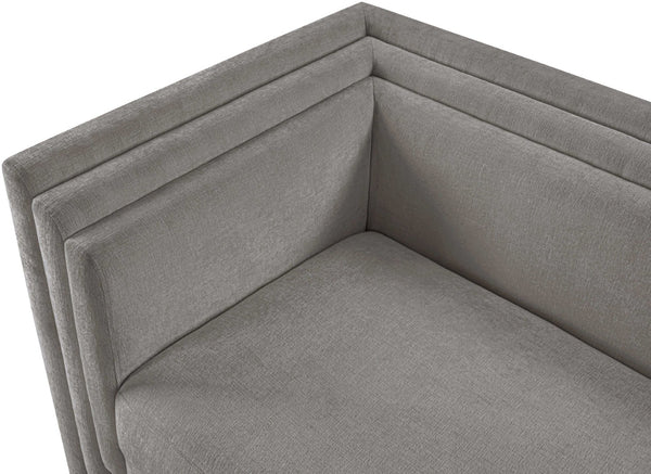 Meridian Furniture Everett Three Seat Chenille Sofa with Staggered Cushions for Modern Living Rooms 44068Grey-S