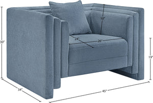 Meridian Furniture Everett Accent Chair with Plush Cushioning and Solid Wood Frame for Modern Living Spaces Light Blue Chenille Fabric 44068LtBlu-C