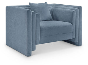 Meridian Furniture Everett Accent Chair with Plush Cushioning and Solid Wood Frame for Modern Living Spaces Light Blue Chenille Fabric 44068LtBlu-C