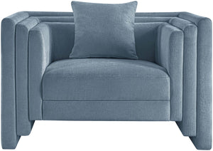 Meridian Furniture Everett Accent Chair with Plush Cushioning and Solid Wood Frame for Modern Living Spaces Light Blue Chenille Fabric 44068LtBlu-C